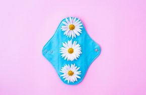 Blue reusable pad with flowers