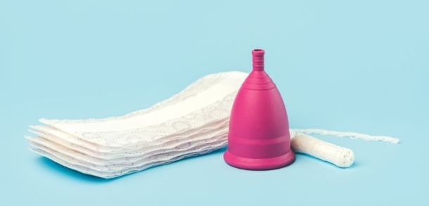 Panty liners and a pink menstrual cup