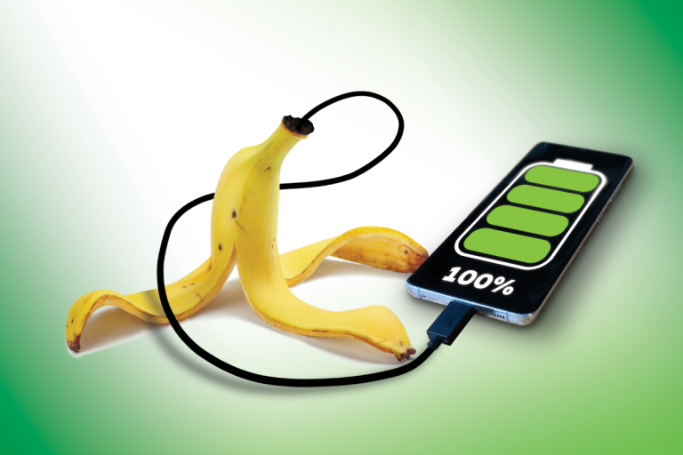 Banana peel charging a phone.