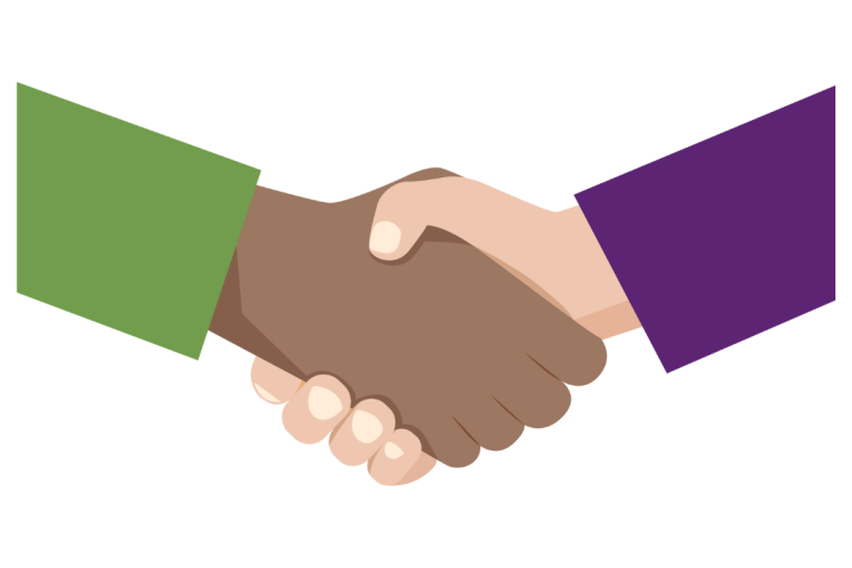 Illustration of people shaking hands.