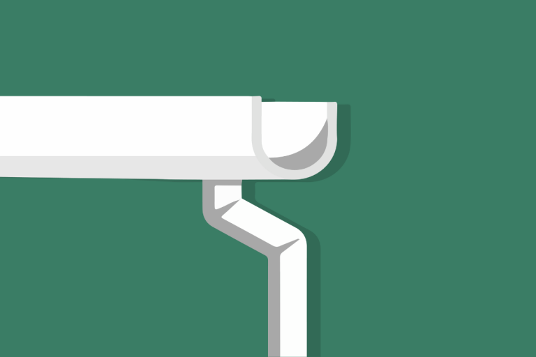 Illustration of gutters and down pipes.