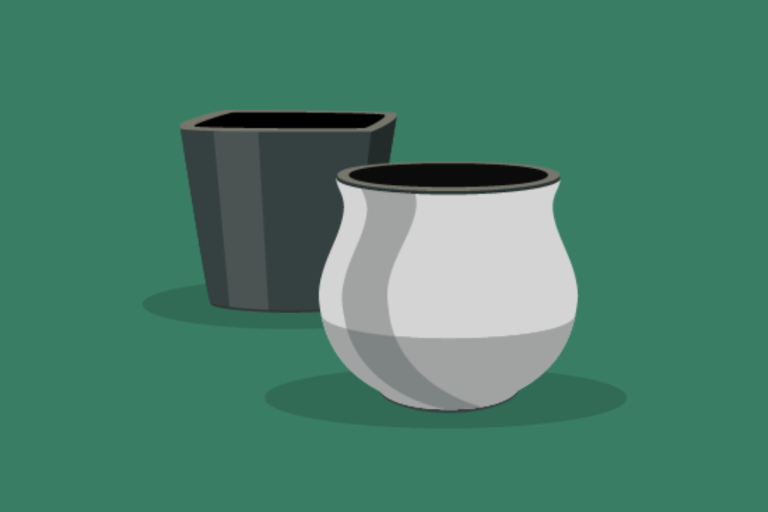 Illustration of planters and pots.