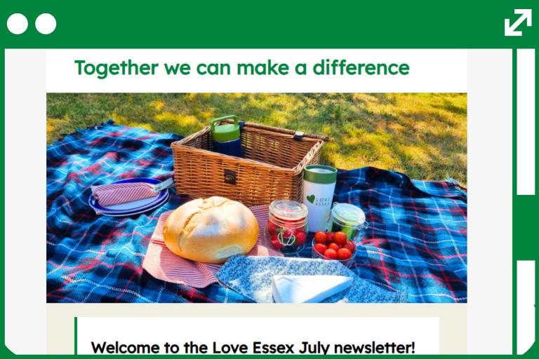 A screenshot of the July Love Essex Newsletter