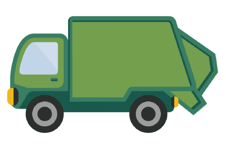 Illustration of a green recycling vehicle.