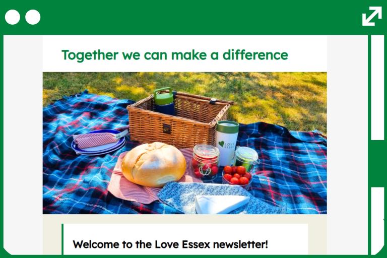 A screenshot of the Love Essex newsletter.