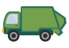 Illustration of a green recycling vehicle.