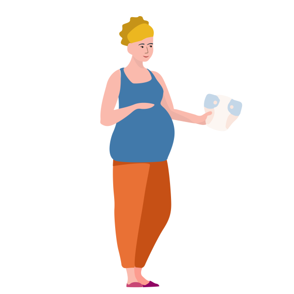Person holding reusable cloth nappy.
